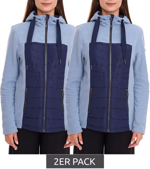 Pack of 2 KangaROOS women's fleece jacket quilted jacket with hood in a value pack transition jacket 19061321 Blue