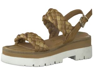 MARCO TOZZI Damen Sandalette geflochtene Sandalen Echtleder 2-88710-28 392 Braun