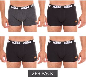 Pack of 2 KTM men's boxer shorts, comfortable underwear with logo print KTM1BCX2ASS1B in dark grey/black or black