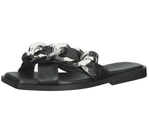 ILC Evelyn Soft women's mules, genuine leather sandals with extravagant straps, summer shoes C45-8585 -01 black