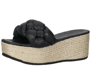 Sandalia mule de mujer SHABBIES Amsterdam de piel auténtica con correa trenzada 154020028 1000 negro