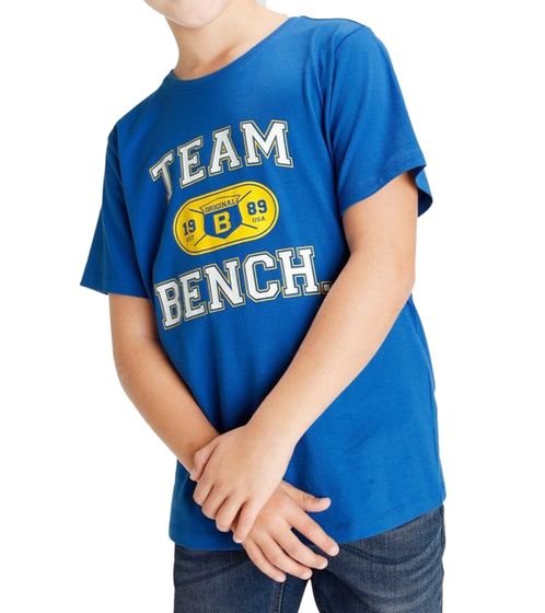 Bench. Chemise en coton pour enfants avec grand imprimé sur le devant, chemise à manches courtes pour adolescents, 66362332 bleu