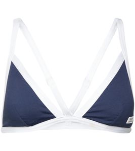 Top bikini Tommy Hilfiger fisso da donna con logo patch 94045432 Blu scuro