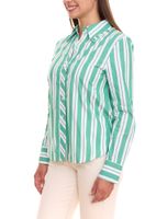AjC chemisier femme chemise rayée à manches longues en coton avec petits volants 36148235 vert/blanc