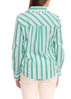AjC chemisier femme chemise rayée à manches longues en coton avec petits volants 36148235 vert/blanc
