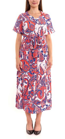 Vestido de verano sostenible de mujer sheego tallas grandes con estampado paisley 29143824 rojo/azul/blanco