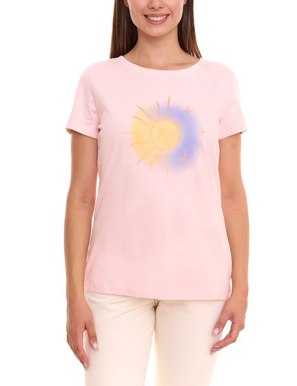 AjC Damen T-Shirt mit Tarot-Druck kurzärmliges Sommer-Shirt Baumwolle 44593933 Rosa