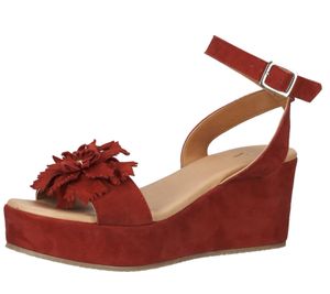 Venturini Milano Damen Echtleder-Sandalette Sommer-Schuhe mit Fesselriemen 1096149 Rot