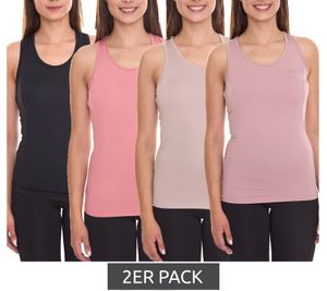 Lot de 2 OXIDE T-shirt de fitness pour femme, haut de course, haut de sport, débardeur d'été en pack économique, équipement de sport 7450182 noir, vieux rose, beige ou rose saumon