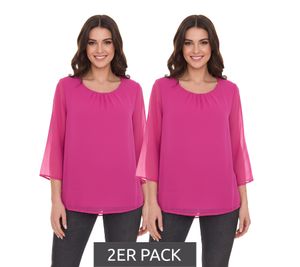 2er Sparpack Aniston SELECTED Damen modische Sommer-Bluse mit 3/4-Ärmeln 16113300 Pink