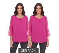 2er Sparpack Aniston SELECTED Damen modische Sommer-Bluse mit 3/4-Ärmeln 16113300 Pink