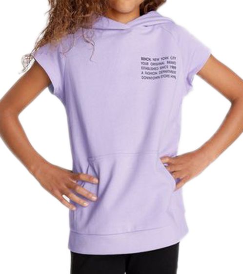 Bench. Girls' cotton shirt with hood, short sleeve shirt 11368540 purple