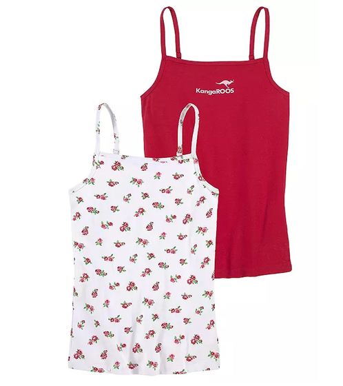 Confezione da 2 magliette estive da bambina KangaROOS per il tempo libero con stampa floreale 64681314 rosso/bianco