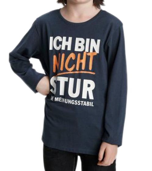 KIDSWORLD Jungen Baumwoll-Pullover Langarm-Shirt mit großem Frontprint 47639614 Dunkelblau/Weiß/Orange