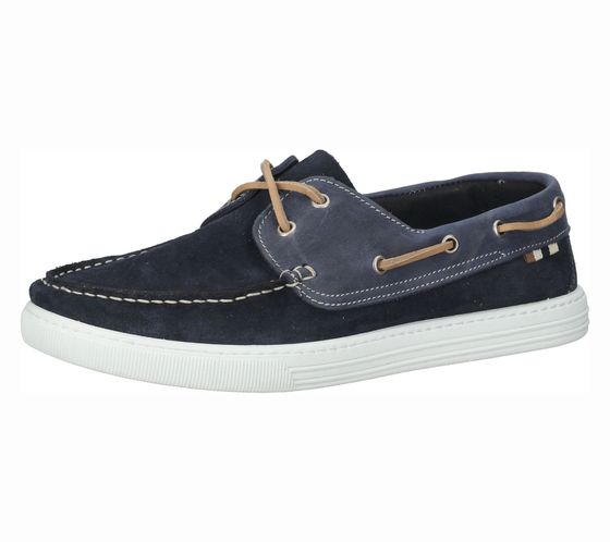 Sansibar men's genuine leather boat shoes with a moccasin construction sailing shoes 1096287 dark blue