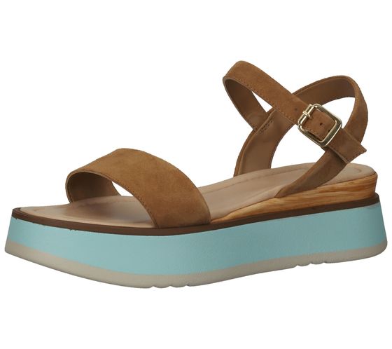 SANSIBAR women's sandals with platform sole, real leather shoes 1096221 brown/light blue