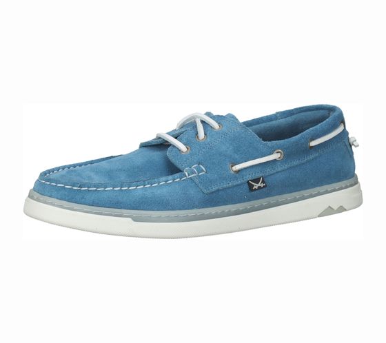 SANSIBAR men's genuine leather low shoes, suede sailing shoes, everyday shoes 1096273 blue