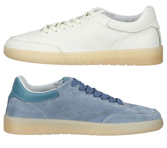 SANSIBAR chaussures en cuir véritable pour hommes, chaussures de tous les jours, baskets de loisirs 10963 bleu clair ou blanc