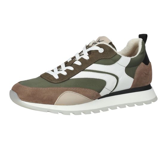 SANSIBAR Zapatos de hombre de piel auténtica zapatillas deportivas con suela extraíble 1096343 beige/verde/blanco