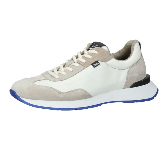 SANSIBAR Zapatos de hombre de piel auténtica zapatillas deportivas con suela extraíble 1096338 beige/blanco