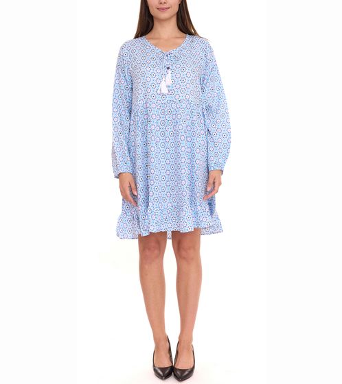 ZWILLINGSHERZ Rosalind vestito estivo da donna mini abito con stampa all-over 3370-1 blu