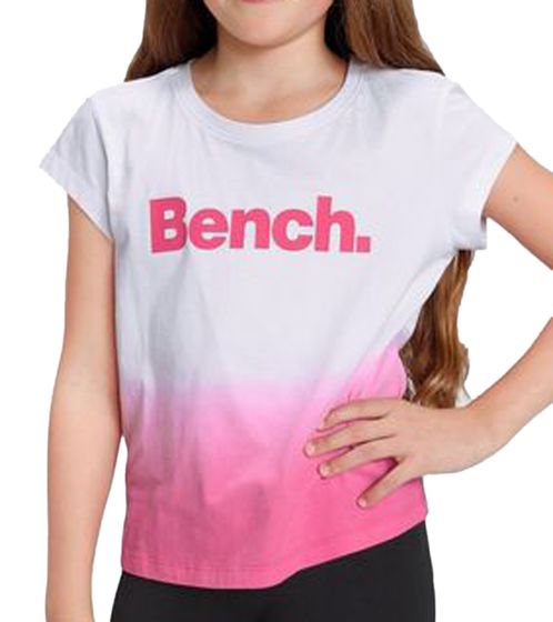 Bench. Children's T-shirt for girls, round neck, dip dyed color gradient, cotton 76447349 pink/white