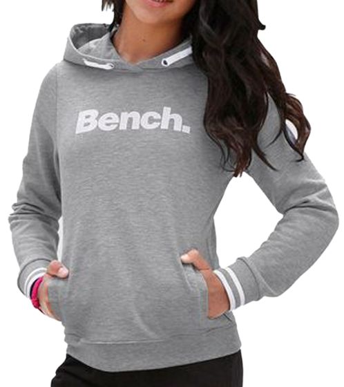 Bench. Girls' sweater hooded sweater with brand lettering cotton hoodie 98303947 gray