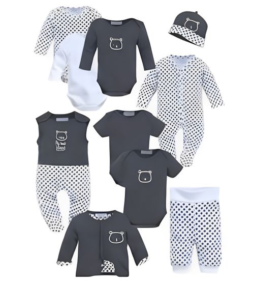 Conjunto de pelele pequeño para bebé de 10 piezas, ropa para recién nacido de puro algodón 16045956 gris oscuro/blanco