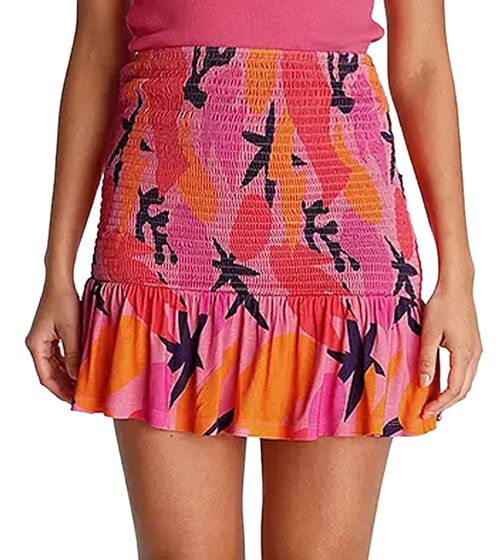 AjC femme mini jupe smockée jupe d'été jupe de plage 15382402 orange/rose/rouge/violet