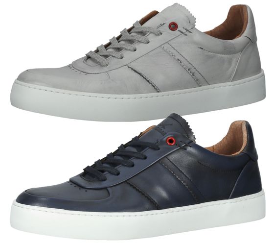 SANSIBAR Zapatos de hombre de piel auténtica zapatillas deportivas de ocio con suela extraíble 109634 gris claro o azul oscuro