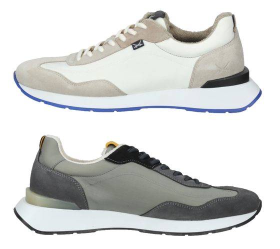 SANSIBAR Herren Echtleder-Schuhe Freizeit-Sneaker mit herausnehmbarer Sohle 109633 Grau oder Beige