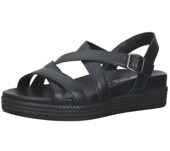 bama women's sandals, extra-wide genuine leather sandals, Made in Italy 1095323 Black