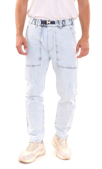 2Y Premium men's skinny jeans stylish denim trousers with large pockets B6894 light blue