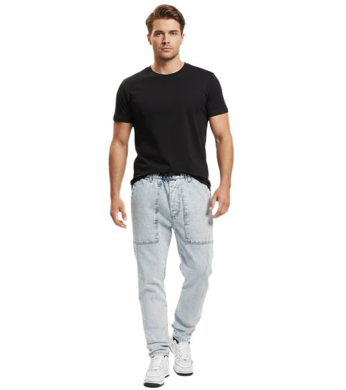 Jean skinny 2Y Premium pour homme, pantalon en jean élégant avec grandes poches latérales B6894 bleu clair