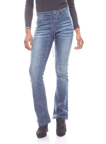 Aniston jean classique pour femme avec lacets pantalon en jean taille courte 621489 bleu