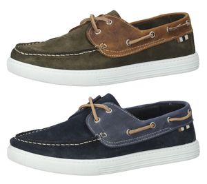 SANSIBAR Zapatos de navegación para hombre de ante, náuticos de piel auténtica con plantilla extraíble, fabricados en Italia 109628 verde/marrón o azul