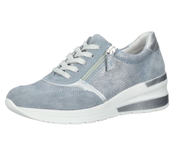 Zapatillas bama para mujer, zapatos de ocio de piel auténtica fabricados en Portugal 1094587 azul claro/plata