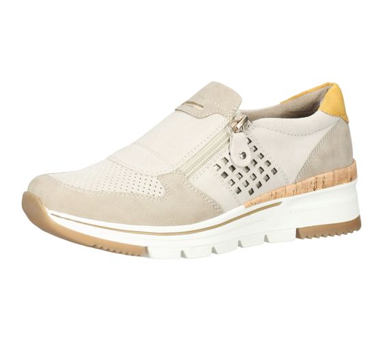 Zapatillas bama para mujer, zapatos de piel auténtica con cremallera lateral, zapatillas urbanas 1092196 beige/gris