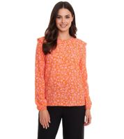 Lot de 2 chemisiers Tamaris chemisier femme manches longues à motif floral et petits volants 50537609 orange/rose