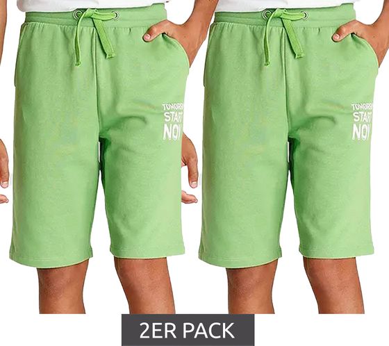 Pack de 2 pantalones cortos de algodón para niño KIDSWORLD, pantalones cortos de verano, pantalones cortos, 61669804, verde