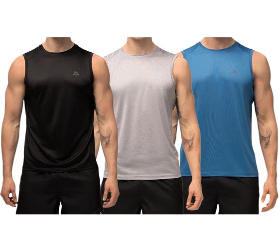 DANISH ENDURANCE Camiseta sin mangas sostenible para hombre, camiseta musculosa, camiseta funcional fitness 114000 negro, gris o azul