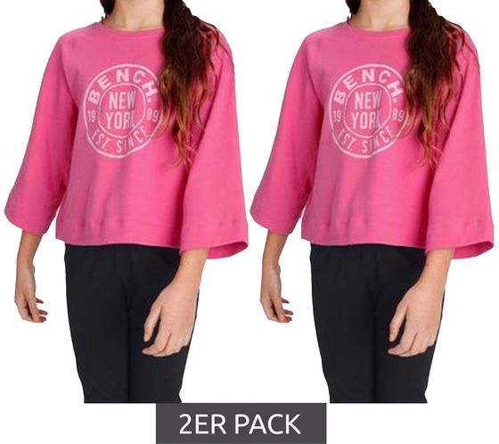 2er Sparpack Bench. Kinder T-Shirt für Mädchen mit 3/4 Arm Rundhals-Shirt mit großem Marken-Print 31153133 Pink