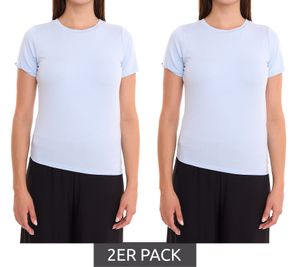 Pack de 2 camisas de verano mujer Tamaris Camiseta con volantes laterales, camisa de manga corta 32439103 azul claro