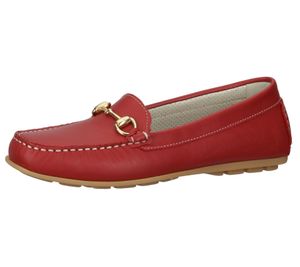 Bama mocasín de mujer de piel auténtica con aplicación de metal fabricado en Portugal 1095315 rojo