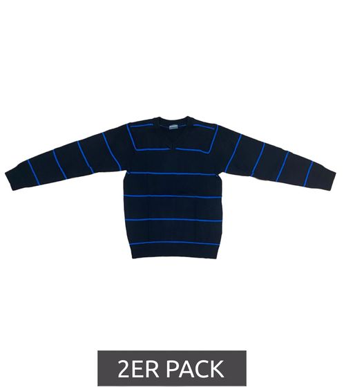 Pack of 2 KIDSWORLD sweaters, soft children s knitted sweaters with stripes 24014735 black/blue