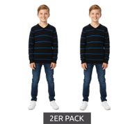 2er Pack KIDSWORLD Pullover weicher Kinder Strick-Pulli mit Streifen im Sparpack 24014735 Schwarz/Blau 2er Pack KIDSWORLD Pullover weicher Kinder Strick-Pulli mit Streifen im Sparpack 24014735 Schwarz/Blau