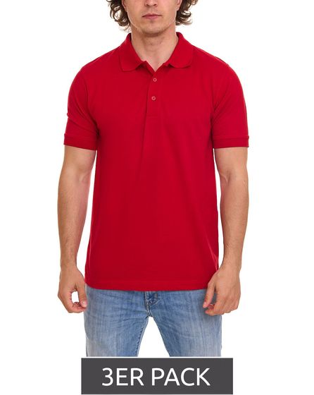 Pack de 3 polos Regatta Professional pour hommes en coton durable dans un pack économique TRS143 42D rouge