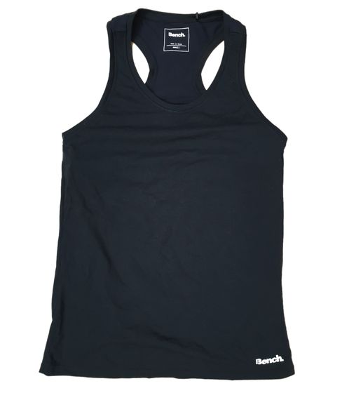 Bench. Long Double Layer Damen Tank Top mit Cut-Out auf Rücken Sport-Shirt mit elastischen Marken-Band BPWG002219 11179 Schwarz