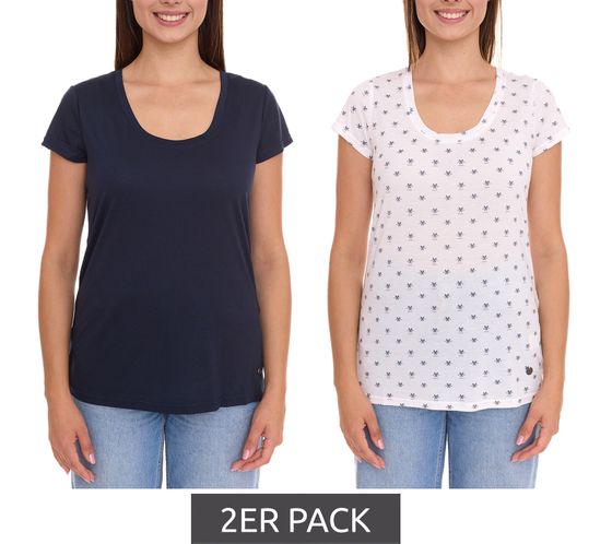 OCEAN SPORTSWEAR pack doble camisa verano mujer camisa manga corta 14156226 azul oscuro y blanco