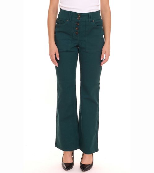 Sheego pantaloni jeans bootcut da donna pantaloni in denim a vita alta taglie grandi 85140219 verde